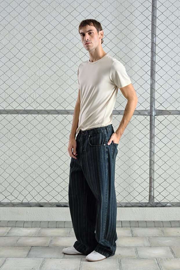 Смугасті баггі лациверт джинси - 4