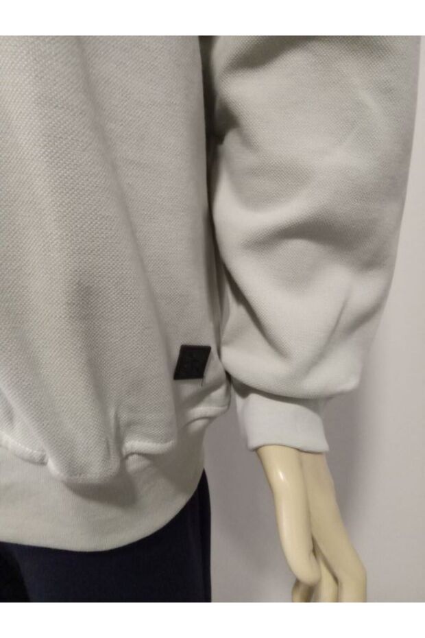 Men's Basic Round Neck Oversized Pique Sweater - 6