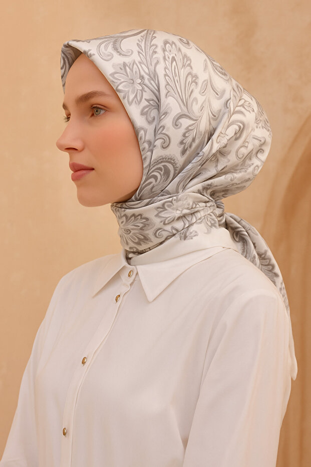 Tivil Pure Silk Scarf 4207 - 86 Stone Flower Pattern