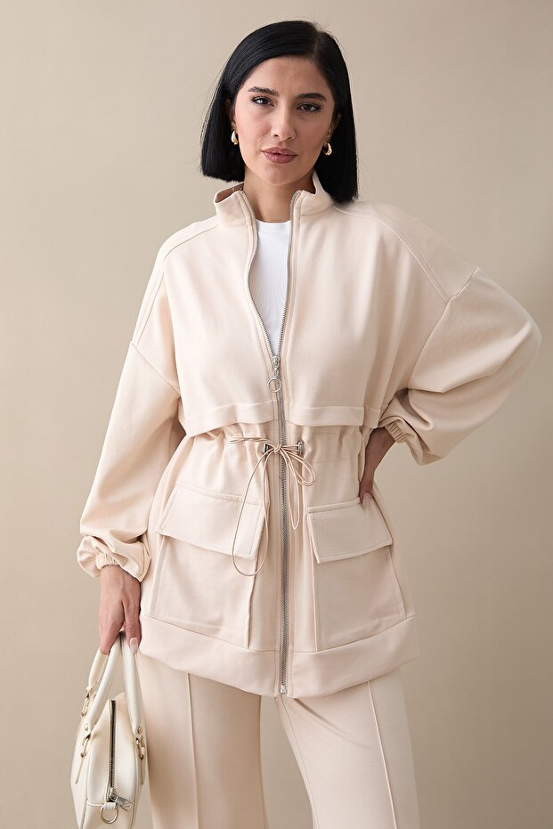 Çift Cep Biyeli Krem Takım - 2