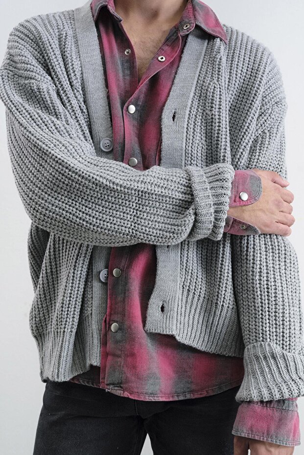 BASIC DOKULU GRİ HIRKA - 4