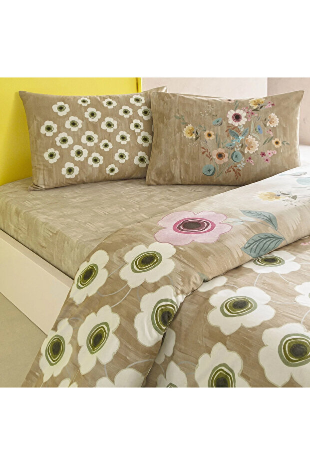 GENÇ MODASI RANFORCE TEK KİŞİLİK NEVRESİM TAKIMI BLYSS BEJ - 3