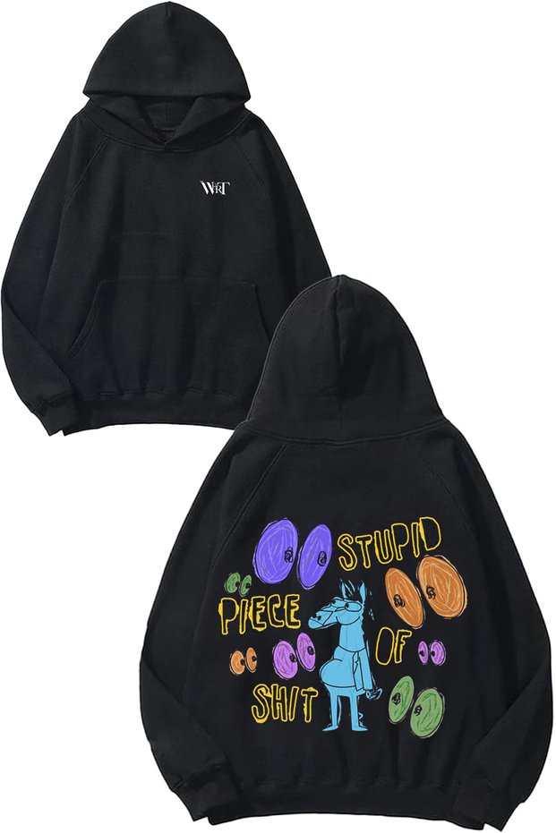 Horseman Piece Design Back Printed Black Hooded Sweatshirt
