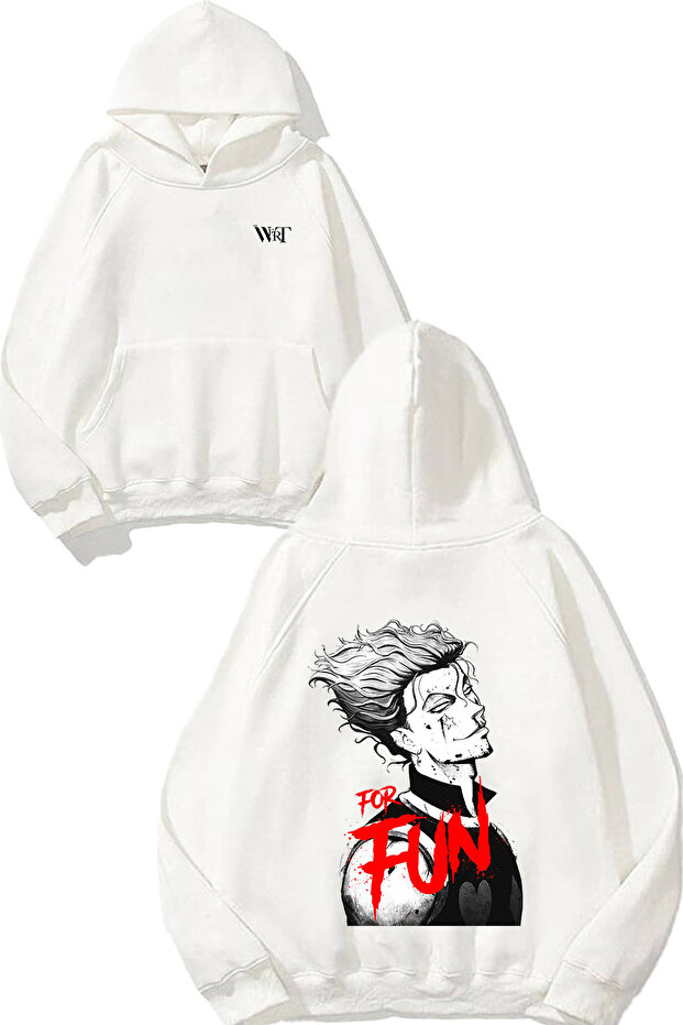 Hunter Hunter for Fun Design Back Printed White Hooded Sweatshirt