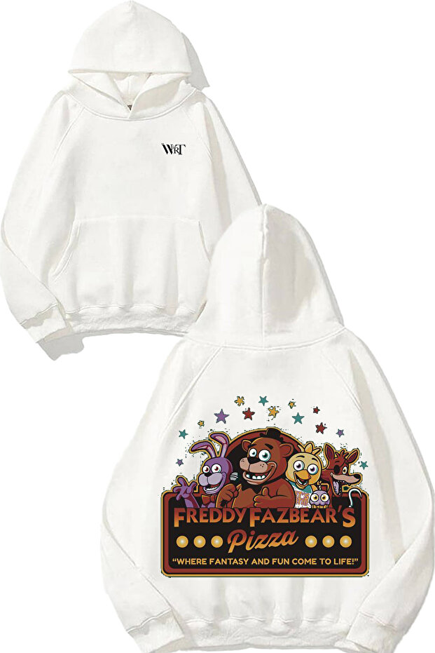 Five Nights at Freddy's 6 Design Back Printed White Hooded Sweatshirt