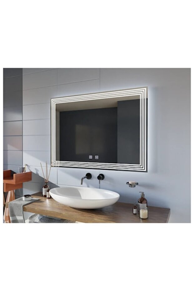Rectangular LED Mirror with Defogging, 80x60cm, ADIS Basic Touch - 1