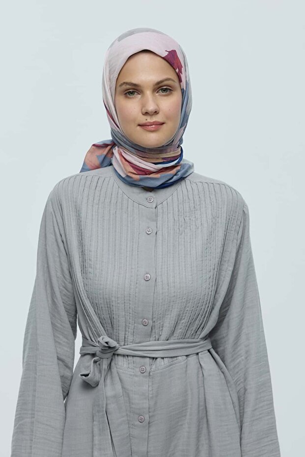 Lavendi Desen Bambu Eşarp - 1