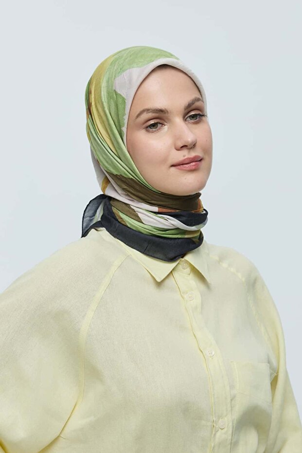 Lavendi Desen Bambu Eşarp - 3