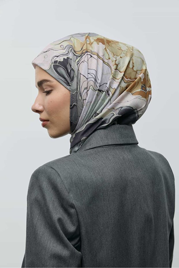 Ebruli Desen Bambu Eşarp - 2