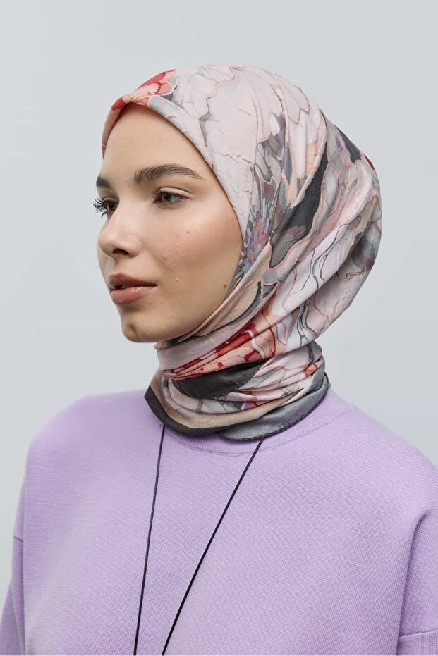 Ebruli Desen Bambu Eşarp - 2