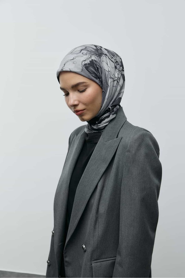 Ebruli Desen Bambu Eşarp - 2