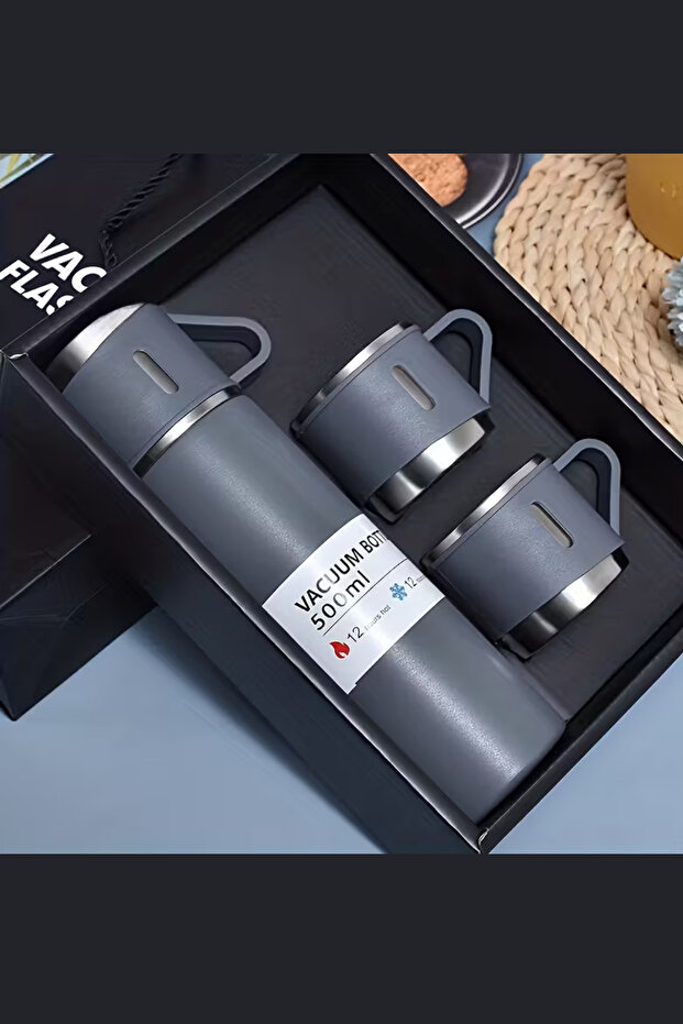 Stainless Steel Thermos Set – 500 ml (16.9 oz) Insulated Mug with Lid, for Hot & Cold Drinks, O