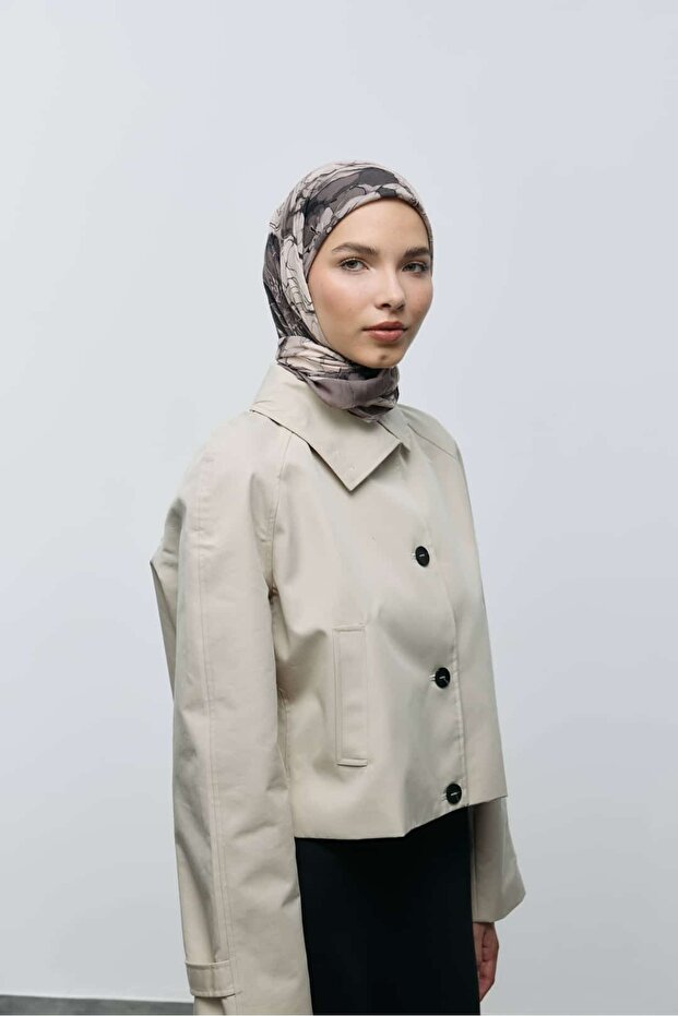 Ebruli Desen Bambu Eşarp - 1