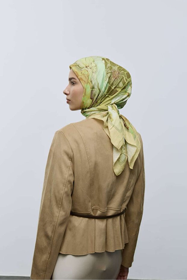 Ebruli Desen Bambu Eşarp - 1