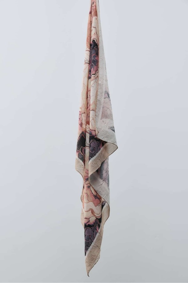 Ebruli Desen Bambu Eşarp - 4