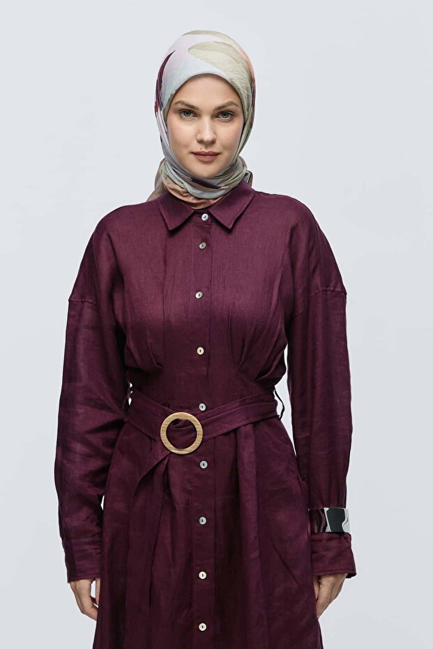 Lavendi Desen Bambu Eşarp - 1