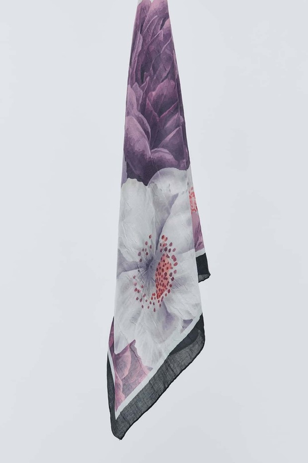 Rosa Desen Bambu Eşarp - 5