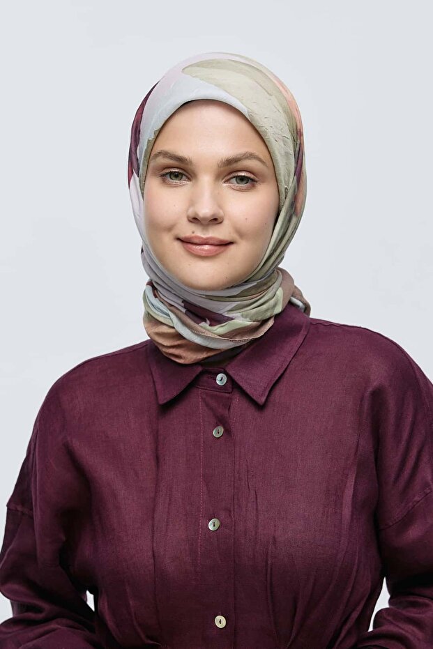 Lavendi Desen Bambu Eşarp - 5