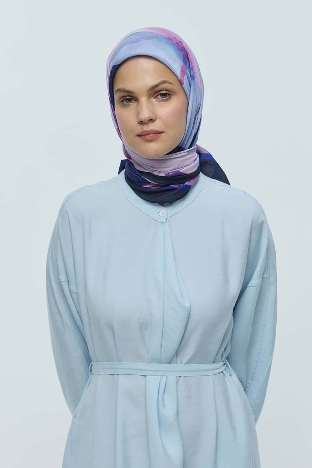 Lavendi Desen Bambu Eşarp - 1