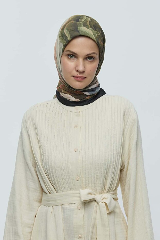 Rosa Desen Bambu Eşarp - 1