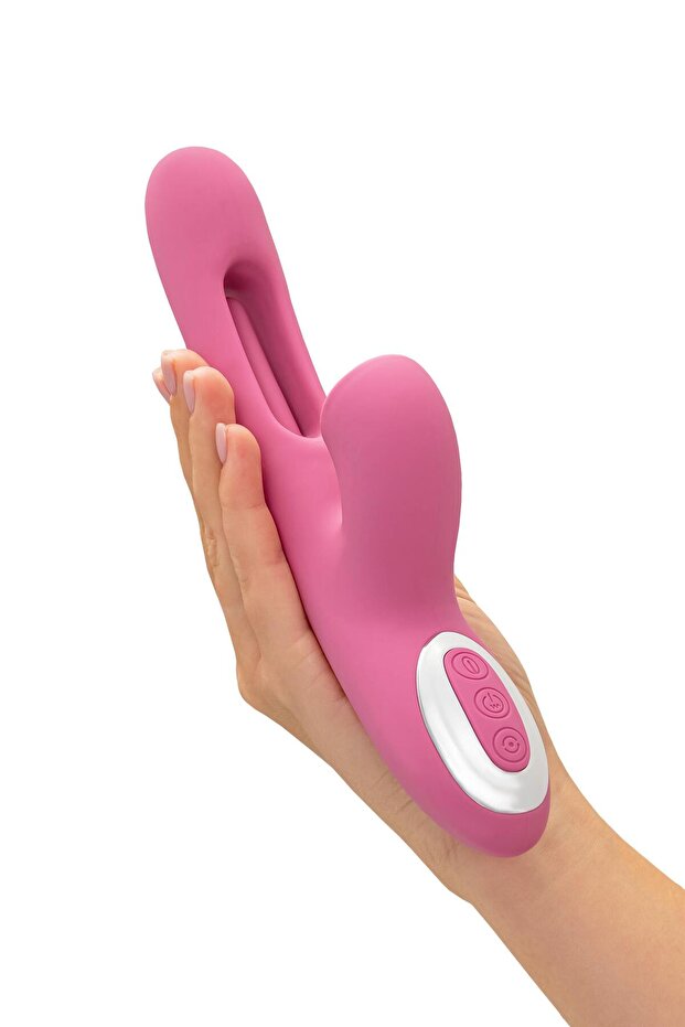 __Вибратор с двигающимся язычком и стимулирующим шариком, Monti, силикон, розовый, 24 см - 5