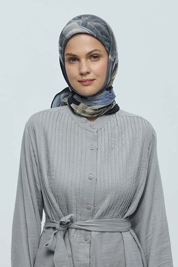 Rosa Desen Bambu Eşarp - 1