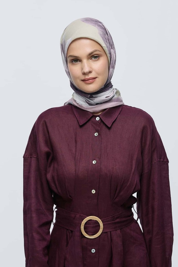 Rosa Desen Bambu Eşarp - 1