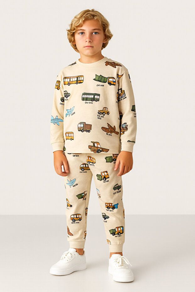 Boys' Printed Long Sleeve Pajama Set 1-4 Years Old
