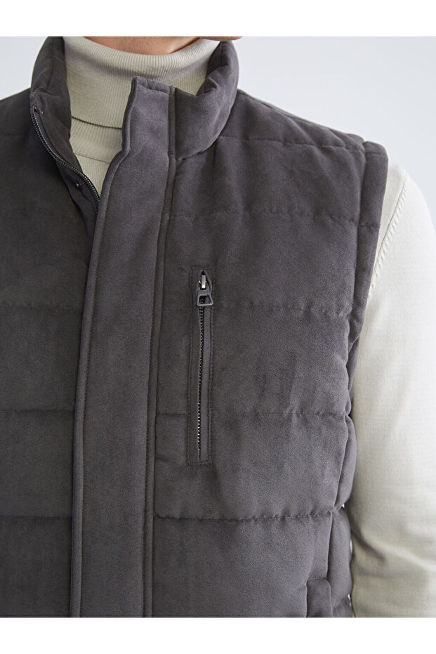 Create Your Style from Uzg Store |   Standard Mold Mock Neck Suede Men's Vest - 3