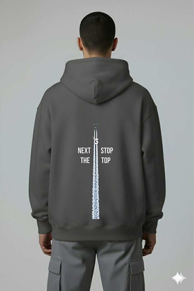 Next Stop the Top Back Print Oversize Men's Sweatshirt