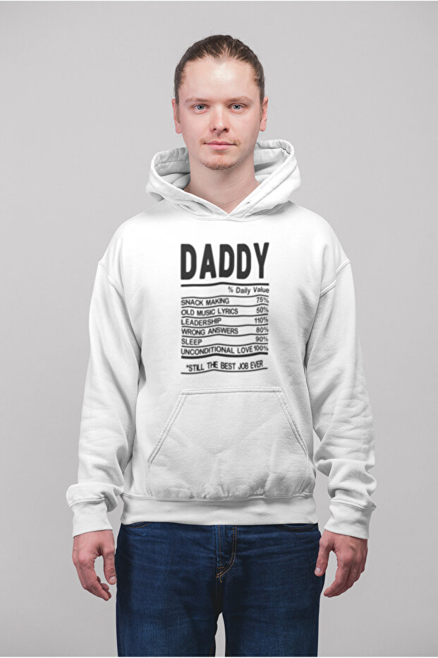 Daddy Printed Cotton Long Sleeve Ribbed 3-Ply Hooded Sweatshirt