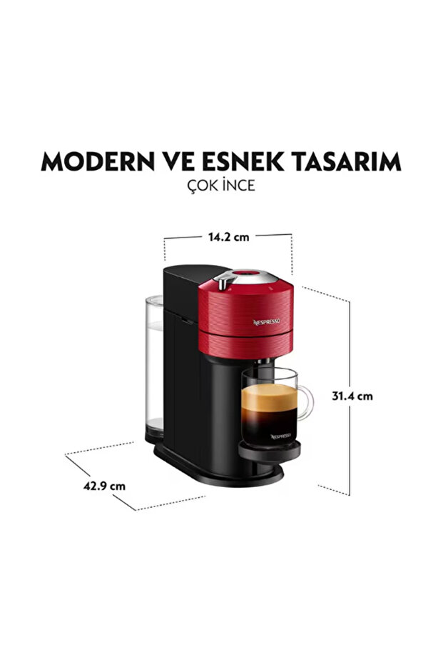Vertuo Next Krups Kapsül Kahve Makinesi – Kırmızı | Tek Tuşla 5 Farklı Kahve Boyutu - 6
