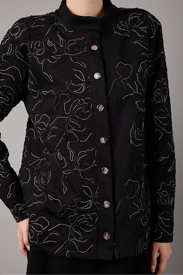 Mısra Çelik İnterlok Nakışlı Ceket - 2