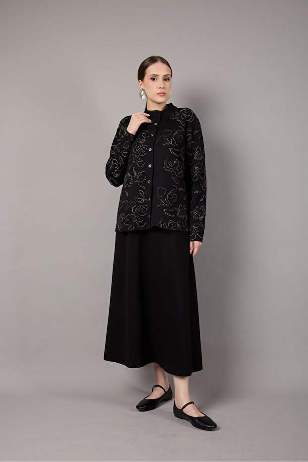 Mısra Çelik İnterlok Nakışlı Ceket - 4