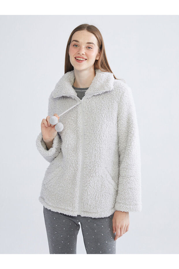 Shirt Collar Plush Women's Pajama Top