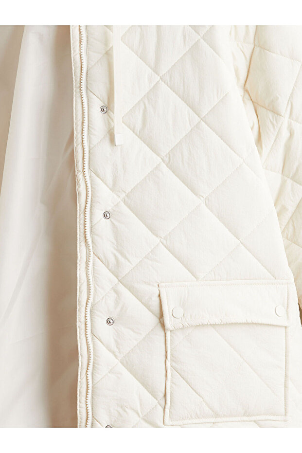 Kapüşonlu Kapitone Oversize Kadın Şişme Mont - 8