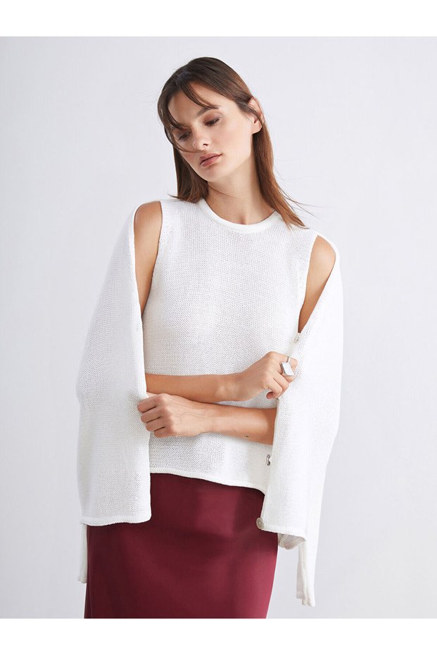 Özmarka New Season Crew Neck Women's Knitwear Tank Top