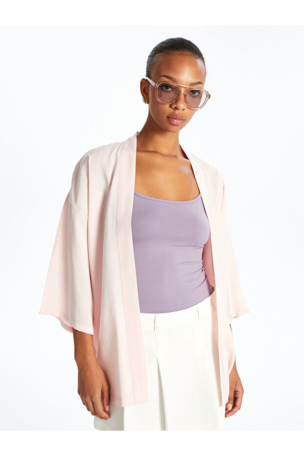 Pink Shawl Collar Oversize Women's Kimono