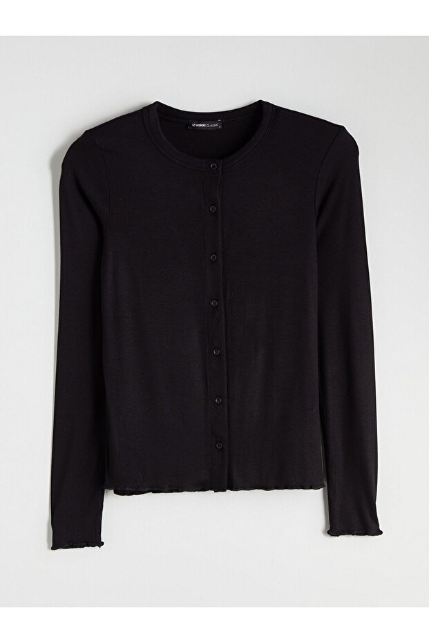 Bisiklet Yaka Kadın Hırka - 5