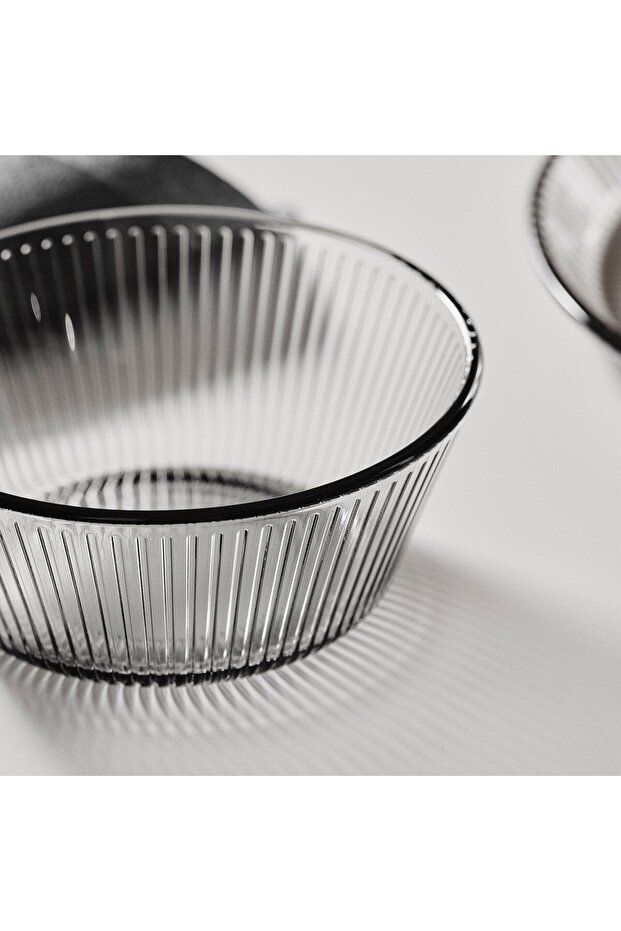 HAVSGÄDDA Bowl, stripe pattern/grey, 12 cm - 3