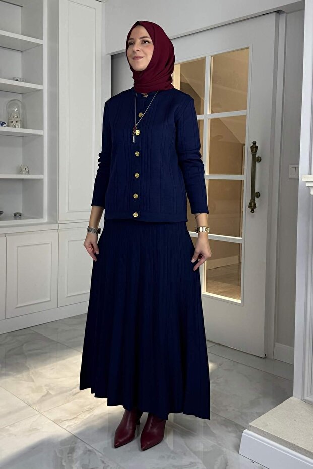 Defne Çelik Örme Triko Takım Lacivert - 4