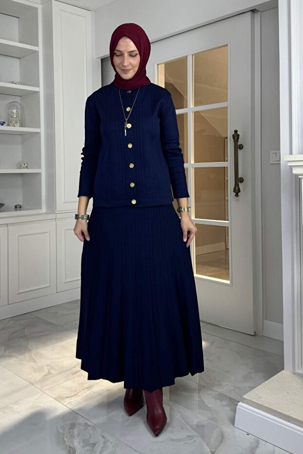 Defne Çelik Örme Triko Takım Lacivert - 3