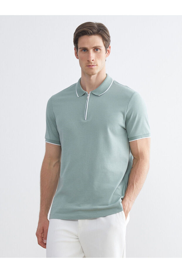 Green Polo Neck Pique Men's T-Shirt