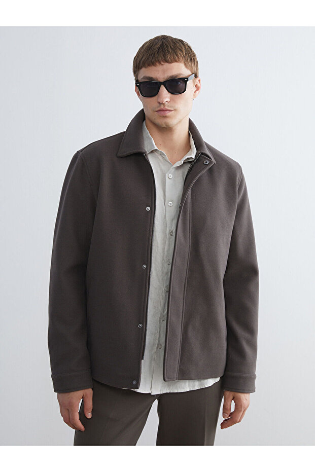 Standard Shape Shirt Collar Men's Stamp Coat