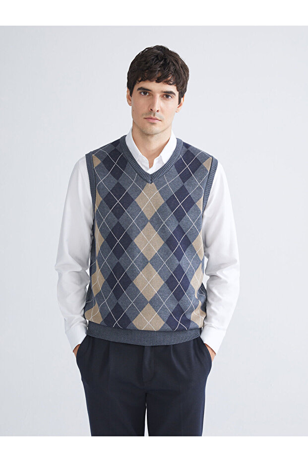 Standard Mold V-Neck Men's Knitwear Sweater