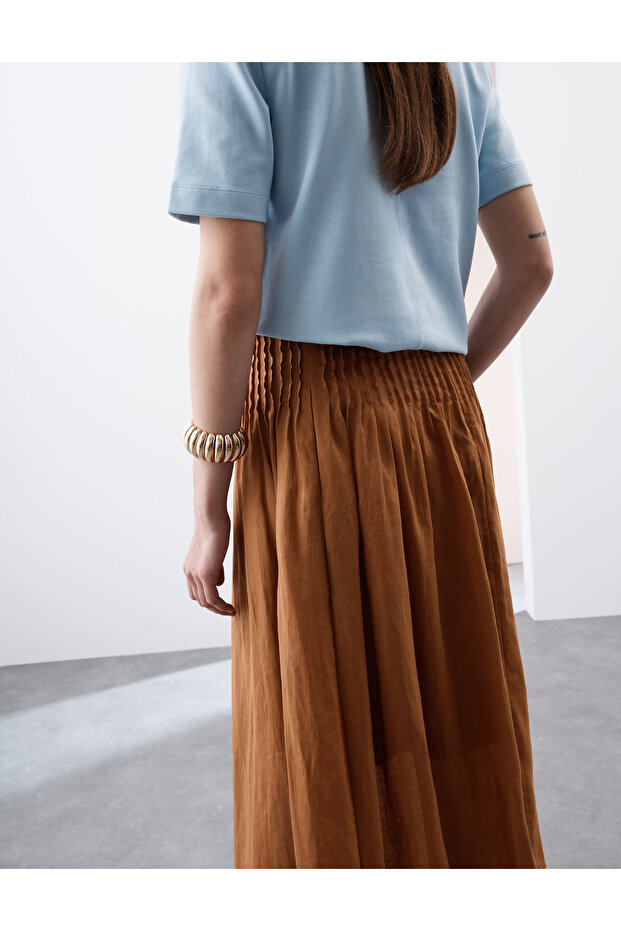 Pile Detaylı Maxi Etek - 6