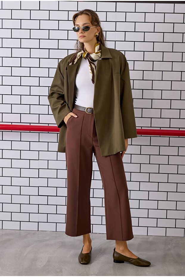 Ribbed Midi Pants Bitter Brown - 1