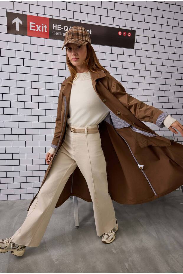 Minimal Trençkot Kahve - 8