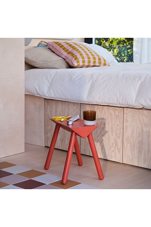 ahşap tabure, turuncu-kırmızı - 1