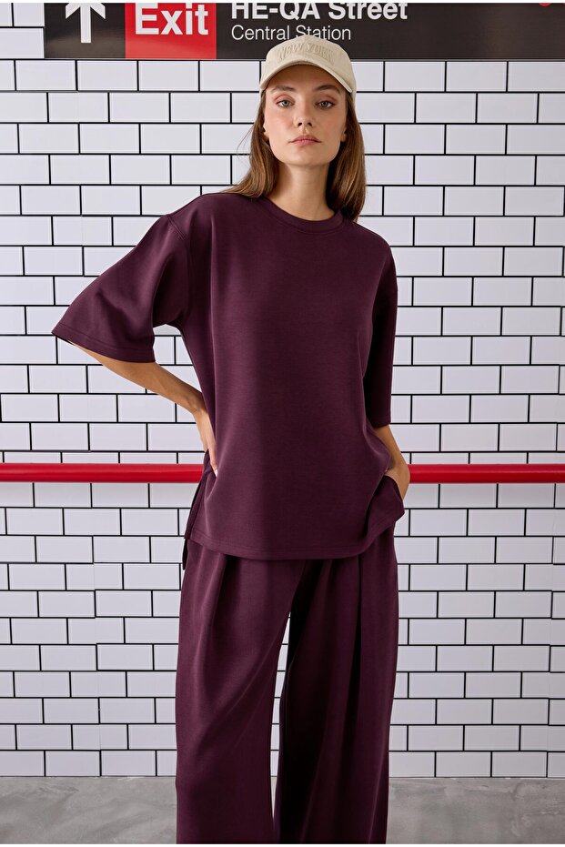 Modal Basic Tişört Bordo - 4